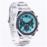 Guess Empire Chronograph Quartz Sky Blue Dial Silver Steel Strap Watch For Men - GW0489G3 Buy Now By Guess