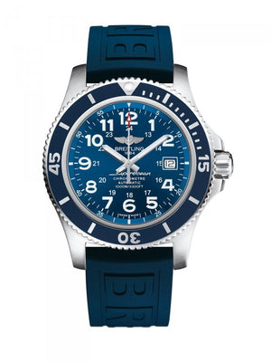 Breitling Superocean II 44mm Blue Dial Blue Rubber Strap Watch for Men - A17392D8/C910/158S/A20SS.1 Buy Now By Breitling
