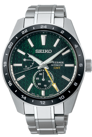 Seiko Presage Sharp Edged Series GMT Green Dial Silver Steel Strap Watch For Men - SPB219J1 Buy Now By Seiko