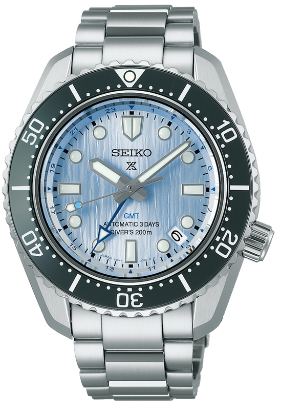 Seiko Prospex Limited Edition Automatic GMT Glacier Blue Dial Silver Steel Strap Watch For Men - SPB385J1 Buy Now By Seiko