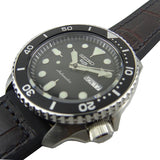 Seiko 5 Sports SKX Automatic Black Dial Black Leather Strap Watch for Men - SRPD55K2 Buy Now By Seiko