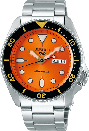 Seiko 5 Sports Automatic Orange Dial Silver Steel Strap Watch For Men - SRPD59K1 Buy Now By Seiko