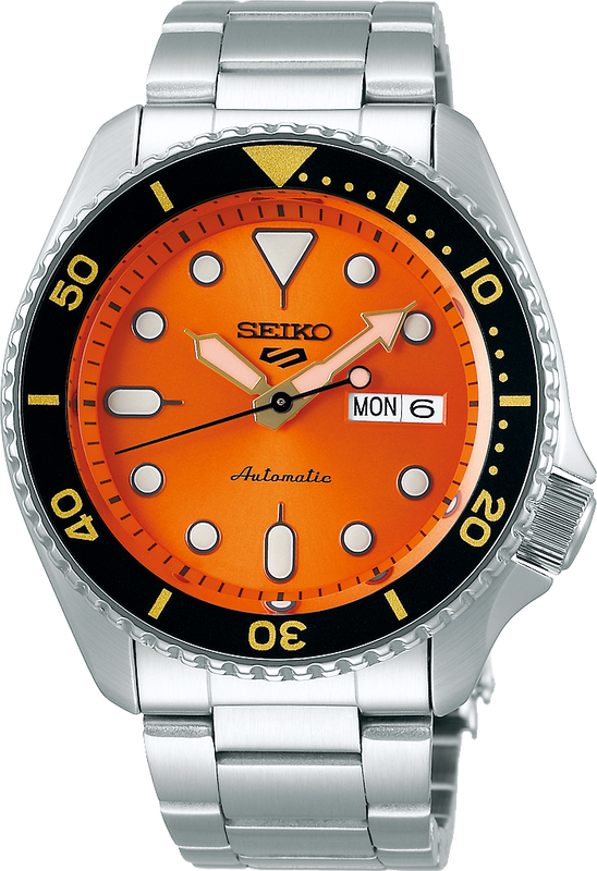 Seiko 5 Sports Automatic Orange Dial Silver Steel Strap Watch For Men - SRPD59K1 Buy Now By Seiko