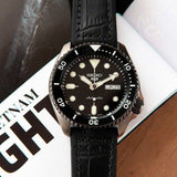 Seiko 5 Sport Automatic Black Dial Black Silicone Strap Watch For Men - SRPD65K3