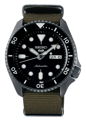 Seiko 5 Sport Automatic Black Dial Green Nylon Strap Watch For Men - SRPD65K4 Buy Now By Seiko