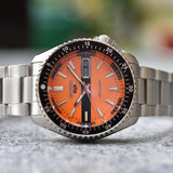 Seiko 5 Sports Double Hurricane Retro Orange Dial Silver Steel Strap Watch For Men - SRPK11K1 Buy Now By Seiko