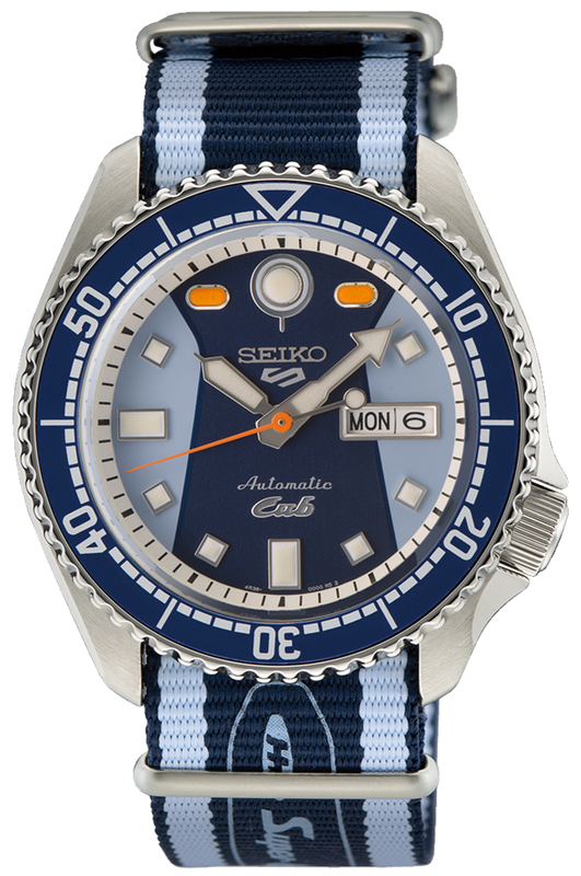 Seiko 5 Sports Honda Super Cub Limited Edition Blue Dial Two Tone NATO Strap Watch For Men - SRPK37K1 Buy Now By Seiko