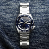 Seiko 5 Sports Automatic Blue Dial Silver Steel Strap Watch for Men - SRPK97K1