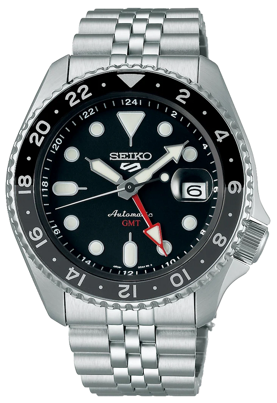 Seiko 5 Sports Automatic GMT Black Dial Silver Steel Strap Watch For Men - SSK001K1 Buy Now By Seiko