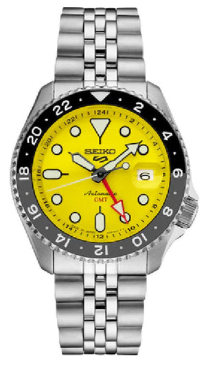 Seiko 5 Sport SKX GMT US Special Creation Automatic Yellow Dial Silver Steel Strap Watch for Men - SSK017K1 Buy Now By Seiko