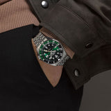 Seiko 5 Sports SKX GMT Automatic Green Dial Silver Steel Strap Watch For Men - SSK035K1 Buy Now By Seiko