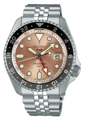 Seiko 5 Sports GMT Thong Sia Limited Edition Brown Dial Silver Steel Strap Watch for Men - SSK043K1 Buy Now By Seiko