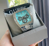 Guess Phoenix Multi Function Aqua Blue Dial Silver Steel Strap Watch for Men - GW0456G4 Buy Now By Guess