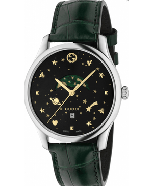 Gucci G-Timeless Black Dial Green Leather Strap Unisex Watch - YA126326 Buy Now By Gucci