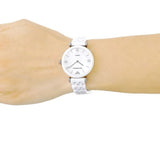 Emporio Armani Giannti T Bar Quartz Mother of Pearl Dial White Steel Strap Watch For Women - AR1485