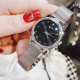 Guess Chelsea Crystals Black Dial Silver Mesh Bracelet Watch For Women - W0647L5 Buy Now By Guess