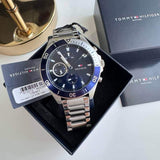 Tommy Hilfiger Larson Chronograph Blue Dial Silver Steel Strap Watch For Men - 1791917 Buy Now By Tommy Hilfiger