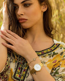 Michael Kors Three Hand Silver Dial Gold Steel Strap Watch for Women - MK1051 Buy Now By Michael Kors