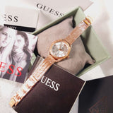 Guess Whisper Silver Dial Rose Gold Mesh Bracelet Watch for Women - W1084L3 Buy Now By Guess