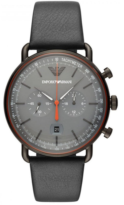 Emporio Armani Aviator Grey Dial Grey Leather Strap Watch For Men - AR11168 Buy Now By Emporio Armani