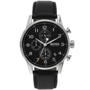 Hugo Boss Navigator Black Dial Black Leather Strap Watch for Men - 1513678 Buy Now By Hugo Boss