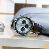 Breitling Navitimer B01 Chronograph 43 Blue Dial Black Leather Strap Watch for Men - AB0138241C1P1 Buy Now By Breitling