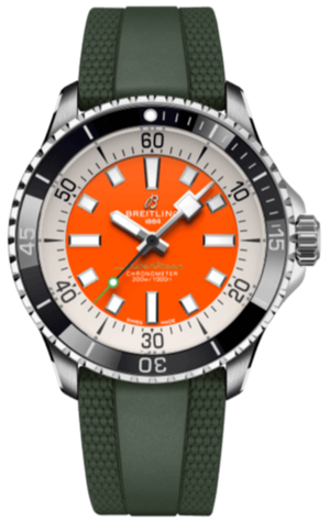 Breitling Superocean Automatic 42mm Kelly Slater Limited Edition Orange Dial Green Rubber Strap Watch for Men - A173751A101S1 Buy Now By Breitling