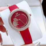 Swarovski Crystal Frost Red Dial Red Leather Strap Watch for Women - 5519226 Buy Now By Swarovski