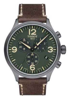 Tissot T Sport Chrono XL Green Dial Brown Leather Strap Watch For Men - T116.617.36.097.00 Buy Now By Tissot