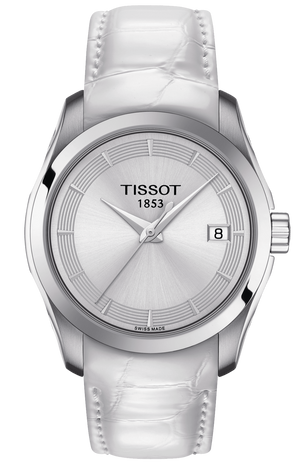 Tissot Couturier Lady Silver Dial White Leather Strap Watch For Women - T035.210.16.011.00 Buy Now By Tissot