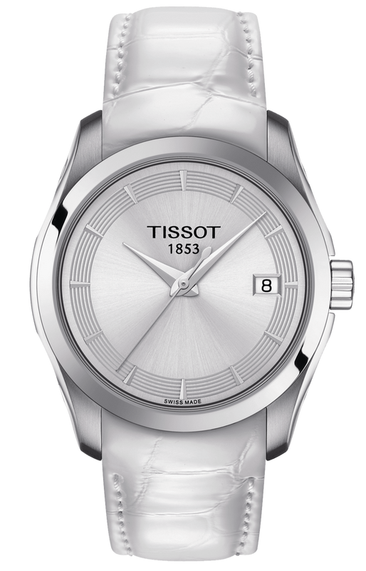 Tissot Couturier Lady Silver Dial White Leather Strap Watch For Women - T035.210.16.011.00 Buy Now By Tissot