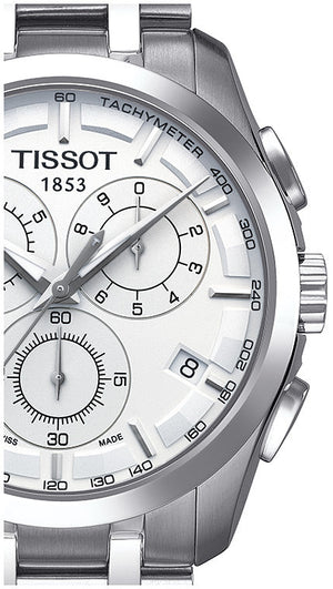 Tissot Couturier Chronograph White Dial Silver Steel Strap Watch For Men - T035.617.11.031.00 Buy Now By Tissot