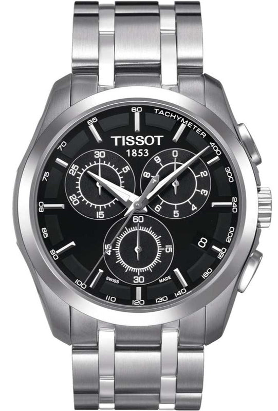 Tissot Couturier Chronograph Black Dial Silver Steel Strap Watch For Men - T035.617.11.051.00 Buy Now By Tissot