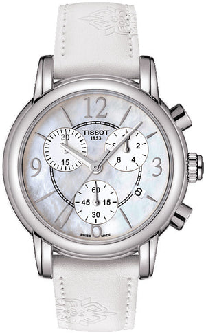 Tissot Dressport Chronograph Mother of Pearl Dial White Leather Strap Watch for Women - T050.217.17.117.00 Buy Now By Tissot