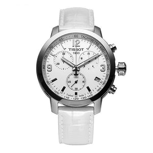 Tissot PRC 200 Chronograph White Dial White Leather Strap Watch For Men - T055.417.16.017.00 Buy Now By Tissot