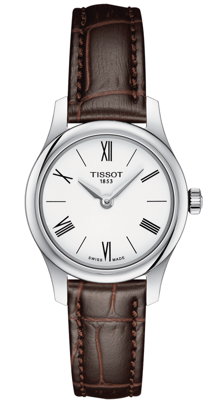 Tissot Tradition 5.5 Lady Silver Dial Brown Leather Strap Watch for Women - T063.009.16.018.00 Buy Now By Tissot