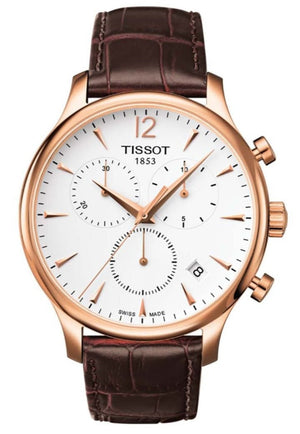 Tissot T Classic Tradition Chronograph White Dial Brown Leather Strap Watch For Men - T063.617.36.037.00 Buy Now By Tissot