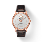 Tissot Tradition Powermatic 80 Open Heart Silver Dial Brown Leather Strap Watch For Men - T063.907.36.038.00 Buy Now By Tissot