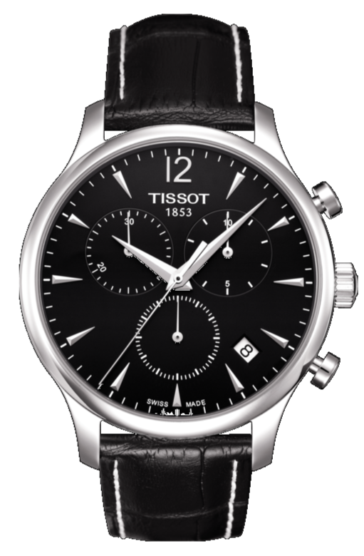 Tissot Tradition Chronograph Black Dial Black Leather Strap Watch For Men - T0636171605700 Buy Now By Tissot
