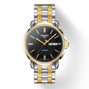 Tissot Automatics III Day Date Black Dial Two Tone Steel Strap Watch For Men - T065.430.22.051.00 Buy Now By Tissot