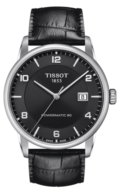 Tissot Luxury Powermatic 80 Black Dial Black Leather Strap Watch For Men - T086.407.16.057.00 Buy Now By Tissot