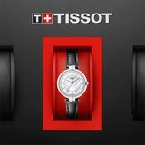 Tissot T Lady Flamingo Mother of Pearl White Dial Black Leather Strap Watch for Women - T094.210.16.111.00 Buy Now By Tissot
