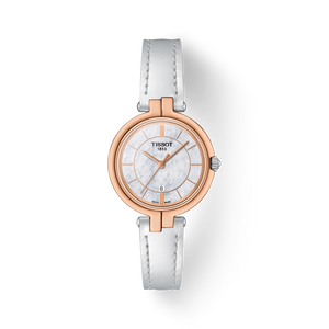 Tissot T Lady Flamingo Mother of Pearl White Dial White Leather Strap Watch For Women - T094.210.26.111.01 Buy Now By Tissot