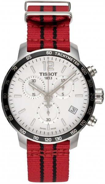Tissot Quickster Chronograph NBA Chicago Bulls White Dial Red NATO Strap Watch For Men - T095.417.17.037.04 Buy Now By Tissot