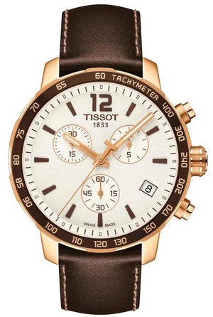 Tissot Quickster Chronograph White Dial Brown Leather Strap Watch For Men - T095.417.36.037.02 Buy Now By Tissot