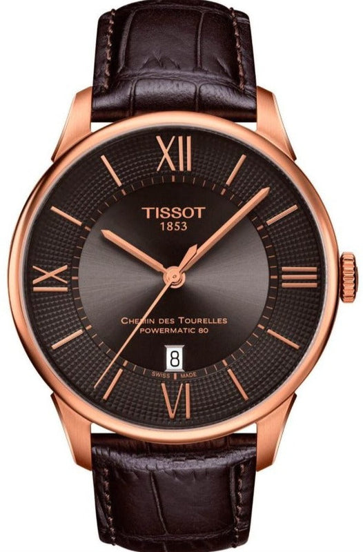 Tissot Chemin des Tourelles Powermatic 80 Brown Dial Brown Leather Strap Watch for Men - T099.407.36.448.00 Buy Now By Tissot