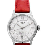 Tissot Chemin Des Tourelles Automatic Mother of Pearl White Dial Red Leather Strap Watch For Women - T099.207.16.118.00 Buy Now By Tissot