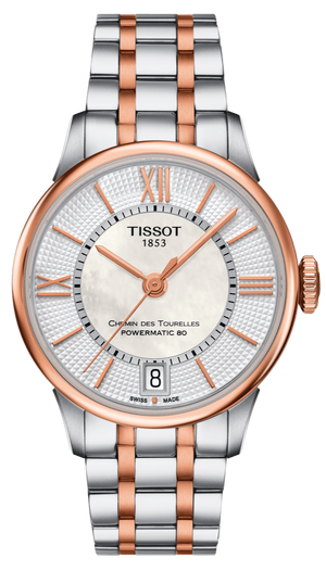 Tissot Chemin Des Tourelles Powermatic 80 Helvetic Price Lady Silver Dial Two Tone Steel Strap Watch For Women - T099.207.22.118.01 Buy Now By Tissot
