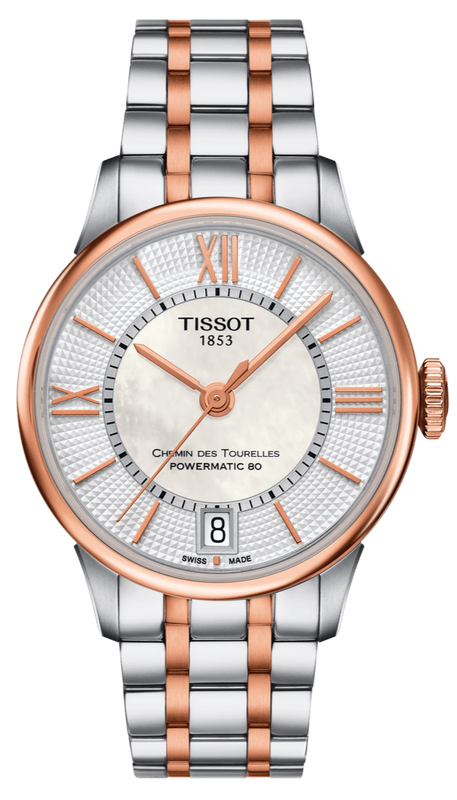 Tissot Chemin Des Tourelles Powermatic 80 Helvetic Price Lady Silver Dial Two Tone Steel Strap Watch For Women - T099.207.22.118.01 Buy Now By Tissot