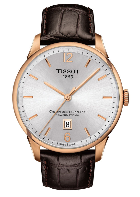 Tissot Chemin Des Tourelles Powermatic 80 Silver Dial Brown Leather Strap Watch For Men - T099.407.36.037.00 Buy Now By Tissot